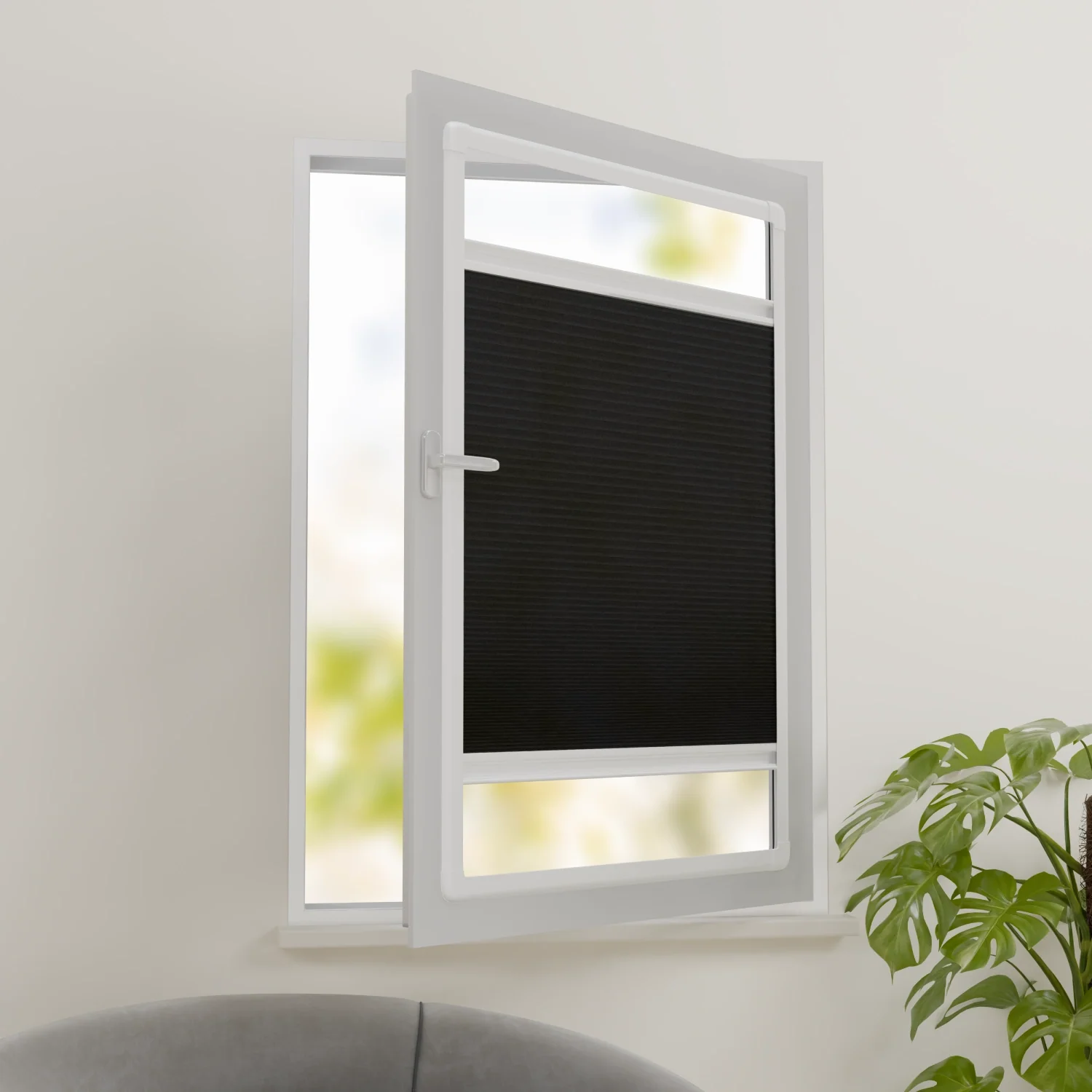 Plissee ohne Bohren nach Maß | Verdunkelnd Schwarz | Easyclick