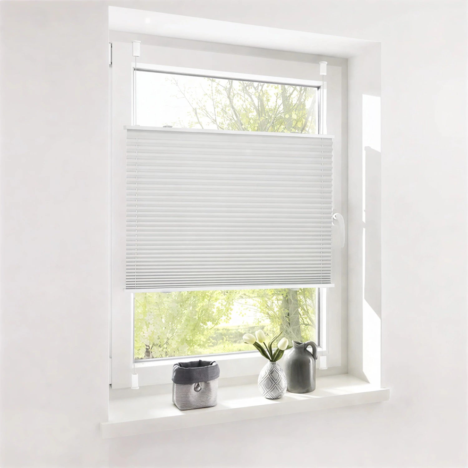 Plissee ohne bohren nach maß Klemmfix - Zum klemmen - Grau