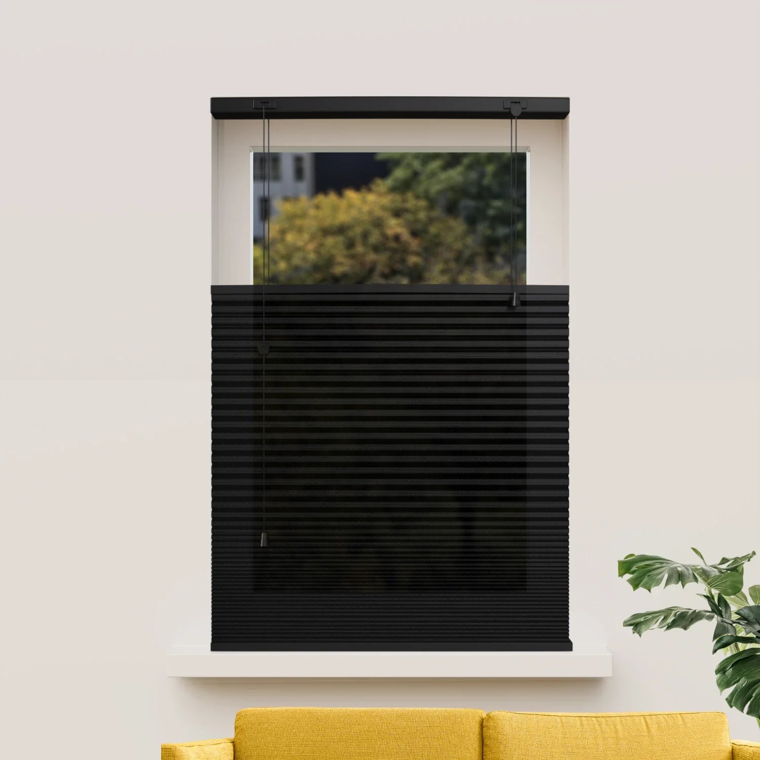 Plissee nach Mass Wabenstruktur - Halbtransparent - Schwarz