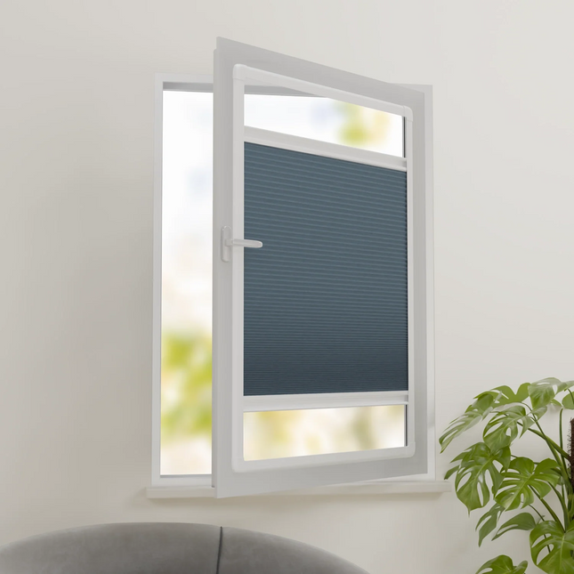 Plissee ohne Bohren nach Maß | Verdunkelnd Blau | Easyclick