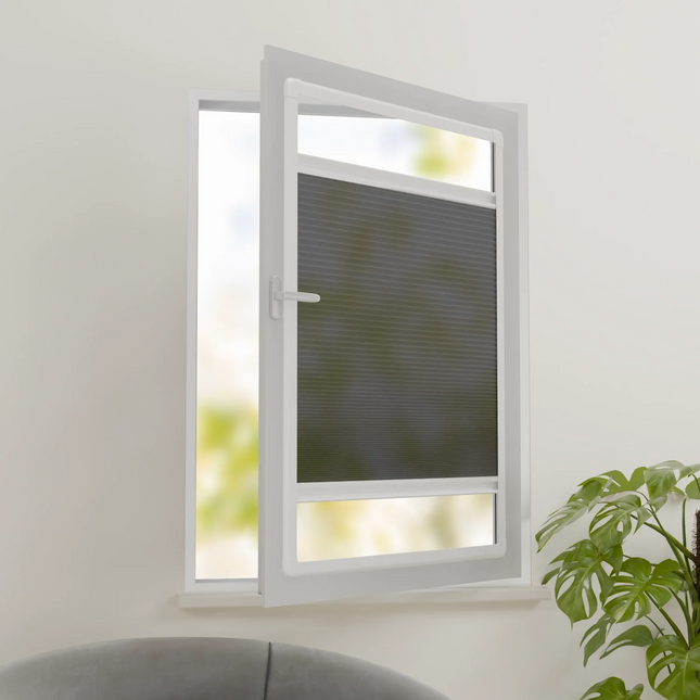 Plissee ohne Bohren nach Maß | Halbtransparent Dunkelgrau | Easyclick