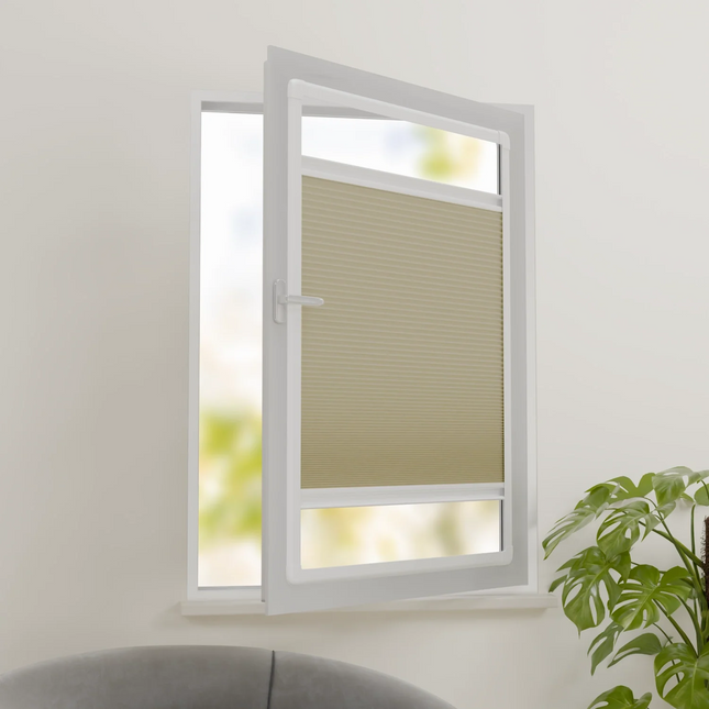 Plissee ohne Bohren nach Maß | Verdunkelnd Hellbraun | Easyclick