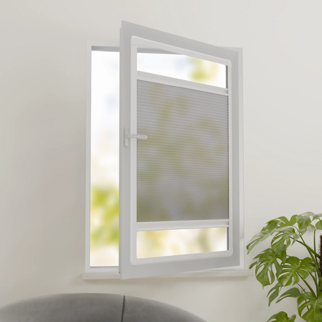 Plissee ohne Bohren nach Maß | Halbtransparent Hellgrau | Easyclick