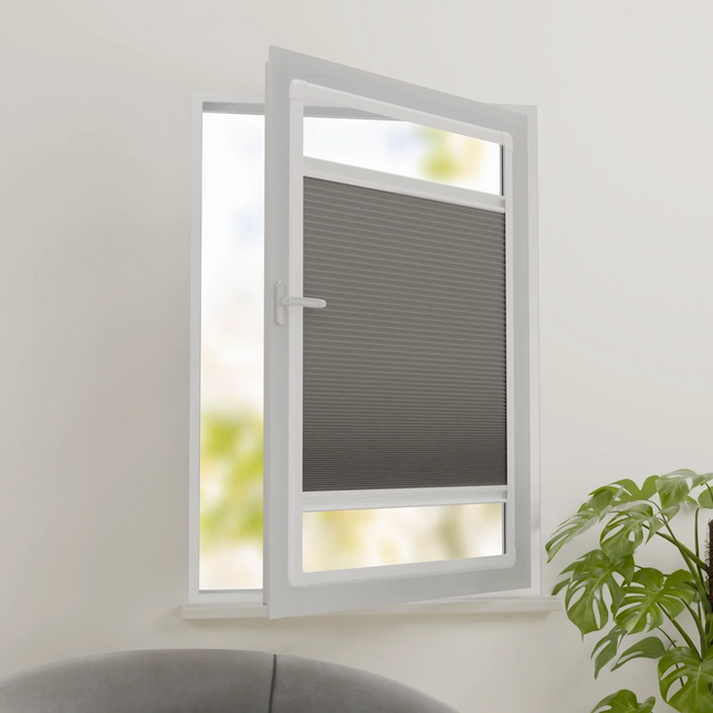 Plissee ohne Bohren nach Maß | Verdunkelnd Hellgrau | Easyclick