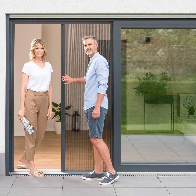 Plissee Insektenschutz Schiebetür – Fliegengitter zum Schieben, nach Maß, ohne Bohren