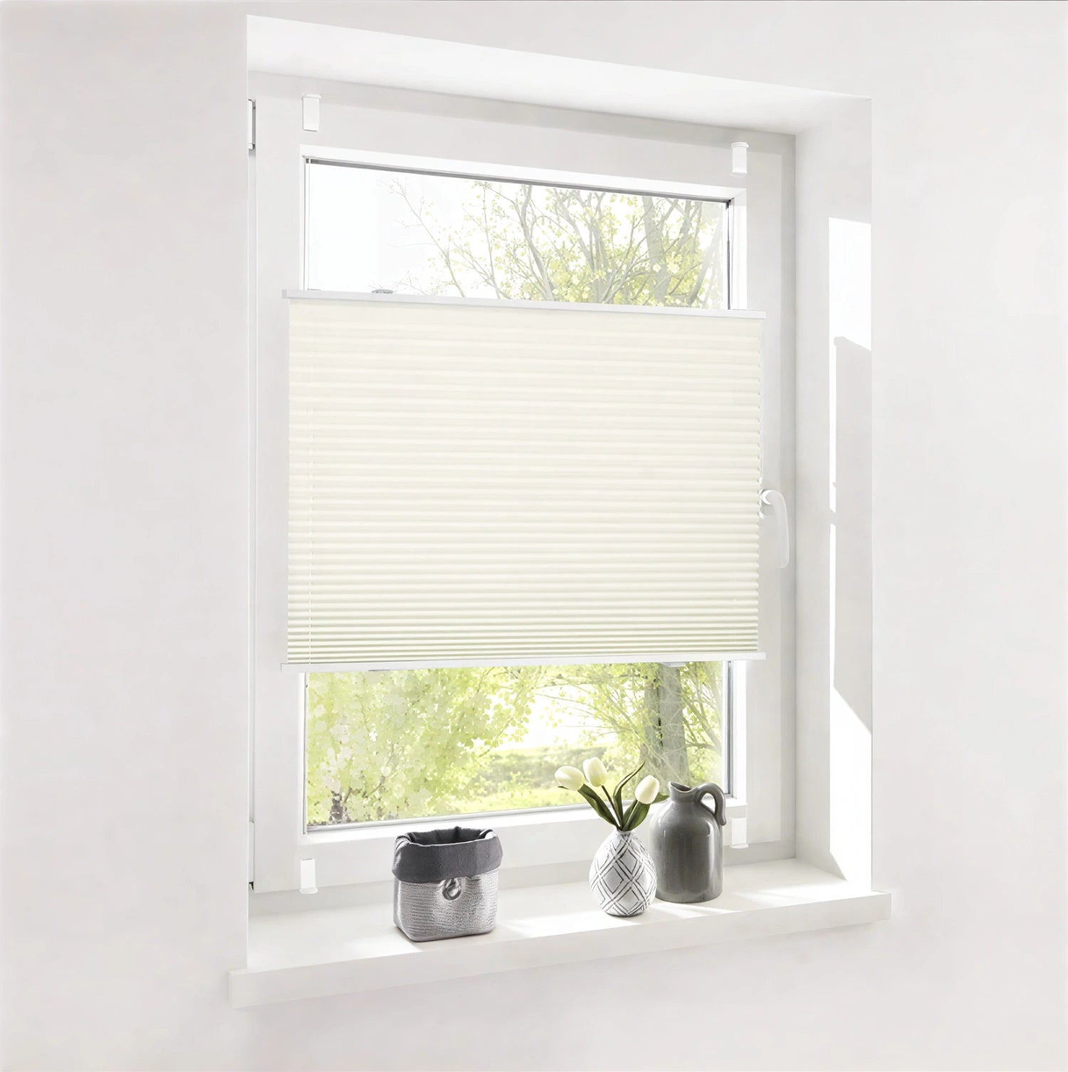 Plissee ohne bohren nach maß Klemmfix - Zum klemmen - Beige