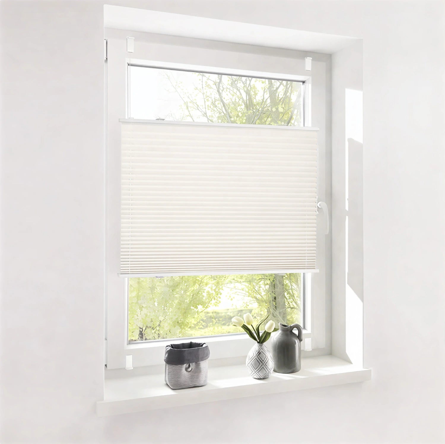 Plissee ohne bohren nach maß Klemmfix - Zum klemmen - Creme